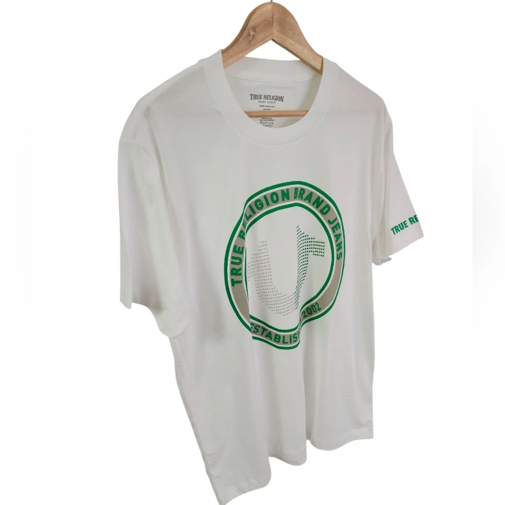 NWT True Religion Graphic Embellished Short Sleeve Tshirt White Size XL